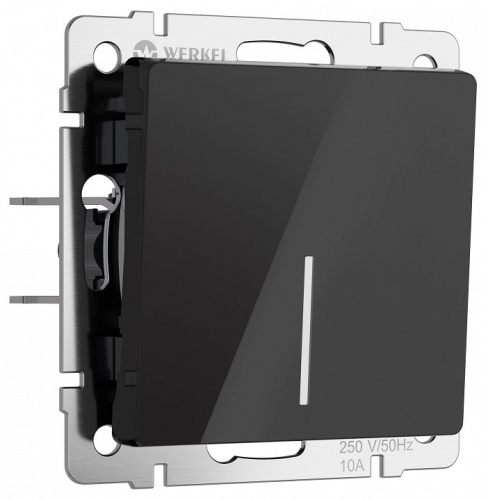 Выключатель одноклавишный с подсветкой без рамки Werkel черный акрил W1110148 в Нижнем Новгороде