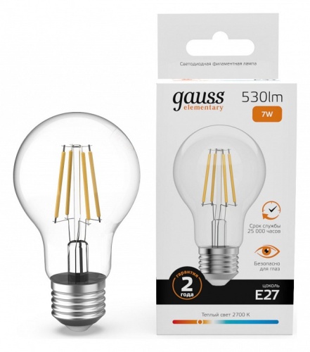 Лампа светодиодная Gauss Filament Elementary E27 7Вт 2700K 22217 в Нижнем Новгороде