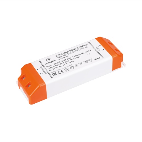 Блок питания ARV-SP-24075-PFC-TRIAC (24V, 3.1A, 75W) (Arlight, IP20 Пластик, 5 лет) в Новороссийске фото 2