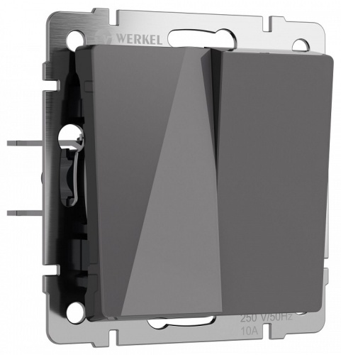 Выключатель проходной двухклавишный без рамки Werkel графит акрил W1122044 в Нижнем Новгороде