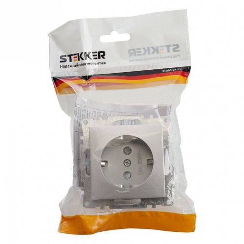 Розетка с заземлением и со шторкой, без рамки Stekker Катрин 39582 в Нижнем Новгороде фото 3