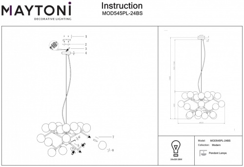 Подвесная люстра Maytoni Dallas MOD545PL-24BS в Миньяр фото 3