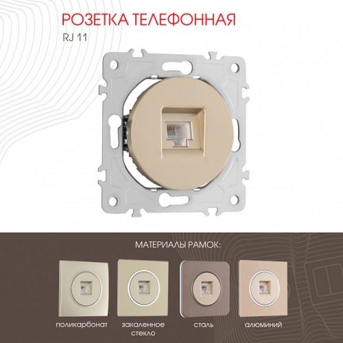 Розетка телефонная RJ-11 без рамки Arte Milano am-202 202.51-1.shampan в Нижнем Новгороде фото 6