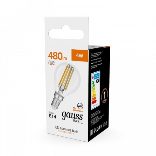Лампа светодиодная Gauss  E14 4Вт 3000K 50512142 в Нижнем Новгороде фото 2
