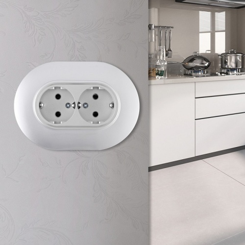 Розетка двойная с заземлением и со шторкой Arte Milano SET08-2 SET08-double-40-2 silver в Нижнем Новгороде фото 2