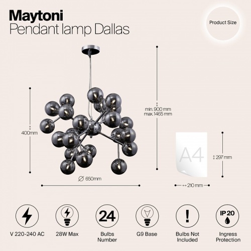 Подвесная люстра Maytoni Dallas MOD545PL-24G в Йошкар-Оле фото 3