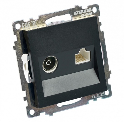 ТВ-розетка и розетка Ethernet RJ-45 без рамки Stekker Катрин 49182 в Нижнем Новгороде фото 2