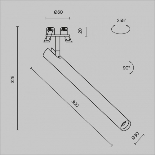 Встраиваемый светильник на штанге Maytoni Focus T C141RS-L300-6W3K-B в Котельниково фото 4