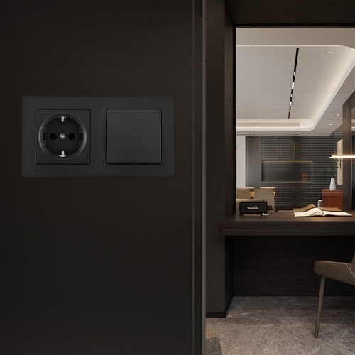 Блок с розеткой и выключателем Arte Milano SET06-2 SET06-2-30-1-40-1 black в Нижнем Новгороде фото 2