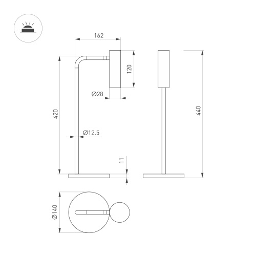 Светильник SP-VERDI-TAB-3W Warm3000 (BK, 20 deg, 230V) (Arlight, IP20 Металл, 3 года) в Балашове фото 2