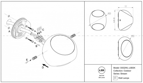 Накладной светильник Maytoni Stream O032WL-L6B3K в Нижнем Новгороде фото 4
