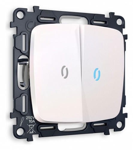 Выключатель двухклавишный с подсветкой без рамки Ambrella Volt OMEGA MO204020 в Нижнем Новгороде