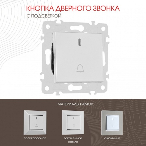 Кнопка звонка для жалюзи с подсветкой без рамки Arte Milano 203 203.37-1.silver в Нижнем Новгороде фото 6