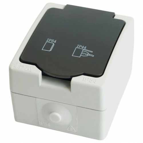 Розетка влагозащищенная с заземлением и крышкой Stekker Велена 32755 в Нижнем Новгороде