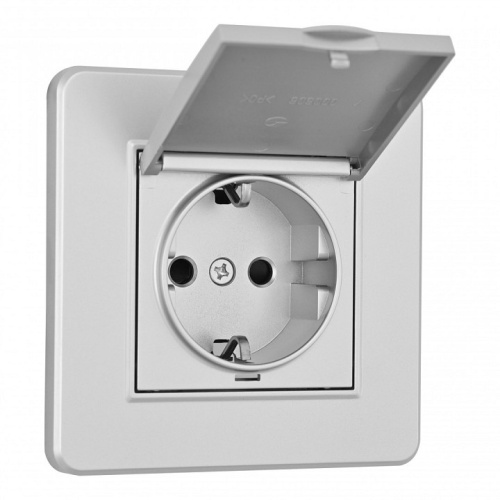 Розетка с заземлением и шторкой, с крышкой Arte Milano SET16-1 SET16-1-41-1 silver в Нижнем Новгороде фото 4
