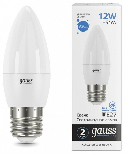 Лампа светодиодная Gauss Elementary E27 12Вт 6500K 30232 в Нижнем Новгороде фото 4