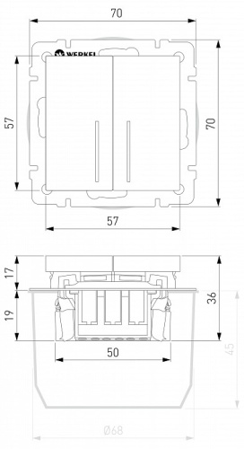 Выключатель двухклавишный с подсветкой без рамки Werkel серебряный матовый W1120165 в Нижнем Новгороде фото 2