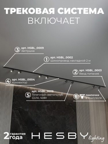 Комплект трековый Hesby Lighting №3 однофазная накладная Skylite HSBL_kompl_S003_NI4B4K в Нижнем Новгороде фото 8